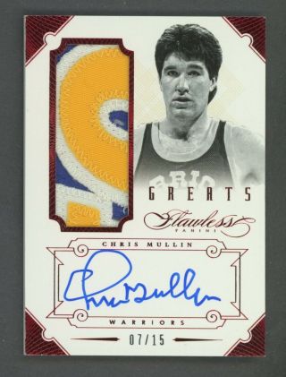 2012 - 13 Panini Flawless Ruby Greats Chris Mullin Signed Auto Patch 07/15