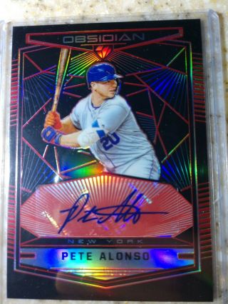 Pete Alonso 2019 Panini Chronicles Obsidian Red Auto /25 Rc Rookie Autograph