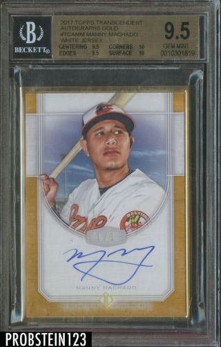 2017 Topps Transcendent Gold Manny Machado Signed Auto 1/1 Orioles Bgs 9.  5