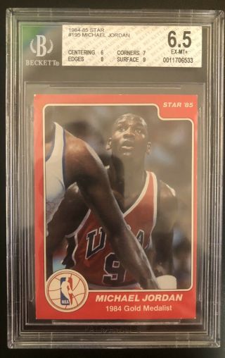 1984 - 85 Star,  195,  Hof Michael Jordan Rookie Card,  Bgs 6.  5,  Ex - Mt,  A Beauty