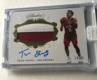 2018 - 19 Flawless Trae Young Encased 2 Color Rpa 16/25 On Card Auto Rc Hawks