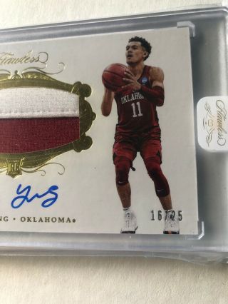 2018 - 19 Flawless Trae Young Encased 2 Color RPA 16/25 On Card Auto RC Hawks 3