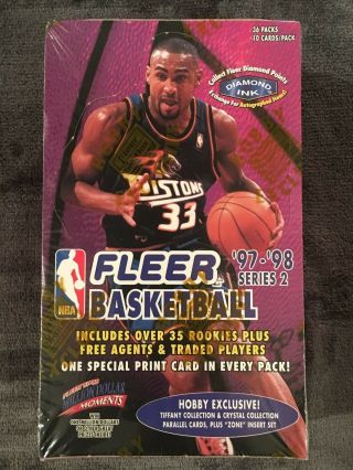 1997 - 98 Fleer Series 2 Hobby Box - 36 Packs 10 Cards - Basketball -