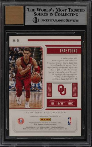2018 Panini Contenders DP Cracked Ice Trae Young ROOKIE RC AUTO /23 BGS 9 (PWCC) 2