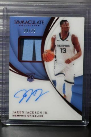 2018 - 19 Immaculate Jaren Jackson Jr.  Acetate Rc Patch Auto Autograph 23/25 Tt