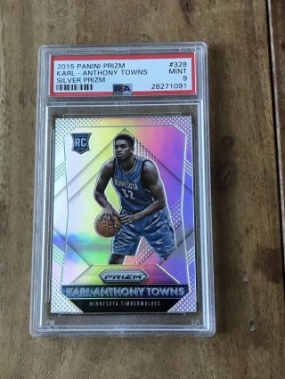 2015 - 16 Panini Prizm Silver 328 Karl - Anthony Towns Rc Rookie Psa 9