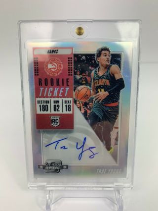 2019 Contenders Optic Basketball Trae Young Rc Auto Hawks Very Centered