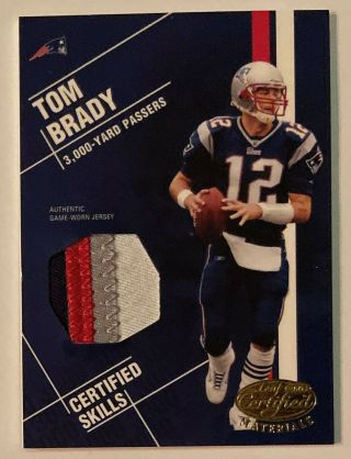 Tom Brady 2003 Leaf Certified Materials Skills 4 Color Game Jersey 