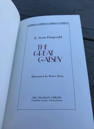 1982 “ The Great Gatsby “ By F.  Scott Fitzgerald,  Franklin Library Leather Bbd. 2