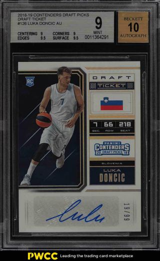 2018 Panini Contenders Draft Ticket Luka Doncic Rookie Rc Auto 126 Bgs 9 (pwcc)