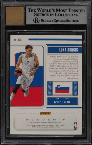 2018 Panini Contenders Draft Ticket Luka Doncic ROOKIE RC AUTO 126 BGS 9 (PWCC) 2