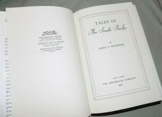 Tales of the South Pacific by James Michener - 1947 First Edition Hardcover w/DJ 2