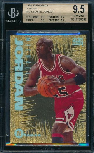 Michael Jordan 1994 - 95 Skybox Emotion N - Tense Bgs 9.  5 Gem Card 3 Jersey 45