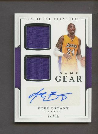 2016 - 17 National Treasures Game Gear Kobe Bryant Jersey Auto 24/25 Jersey