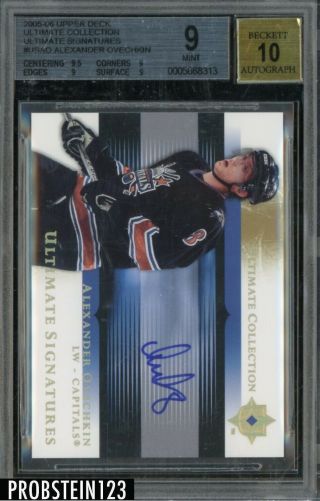 2005 - 06 Upper Deck Ultimate Alex Ovechkin Capitals Rc Rookie Auto Bgs 9 W/ 9.  5