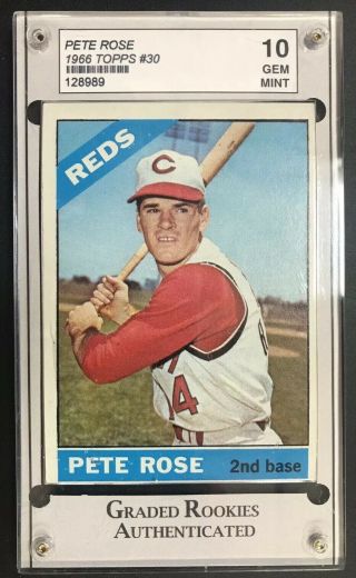 Pete Rose 1966 Topps 30 Graded Gem 10