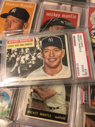 1956 Topps Mickey Mantle York Yankees 135 Baseball Card Psa Graded 2 Good