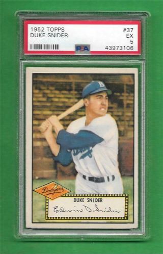1952 Topps 37 Duke Snider Psa Ex 5 Brooklyn Dodgers Vintage Baseball Card