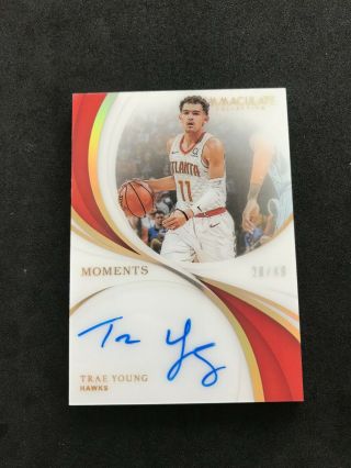 2018 - 19 Immaculate Trae Young Moments Acetate Auto Rc 28/49 Hawks
