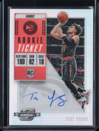 2018 - 19 Panini Contenders Optic Trae Young Rookie Rc Silver Auto