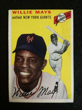 1954 Topps Baseball Hof - 90 Willie Mays,  York Giants Hof Ex,  Crease