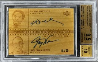 2002 - 03 Upper Deck Honor Roll Kobe Bryant / Jay Williams Dual Auto /25 Bgs 9.  5