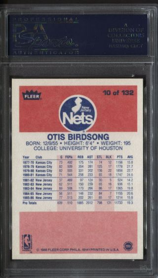 1986 FLEER BASKETBALL OTIS BIRDSONG 10 PSA 10 TOUGH CARD SET REGISTRY MUST 2