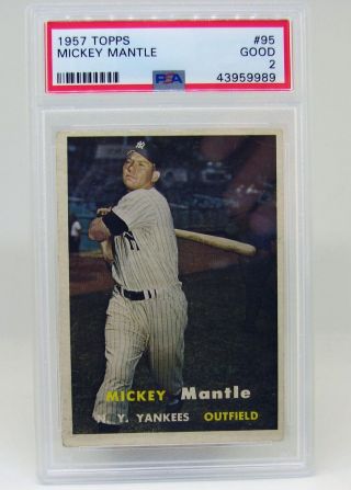 1957 Topps - Mickey Mantle - Card 95 - Psa 2 Good