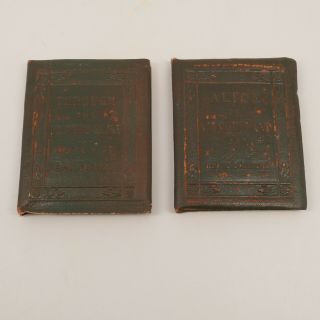 2 Little Leather Library Books Through The Looking Glass & Alice In Wonderland