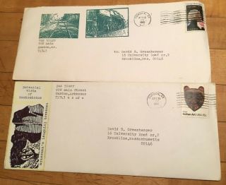 Buz Blurr (aka Russell Butler) Mail Art 2 Envelopes Correspondence 1980,  1982