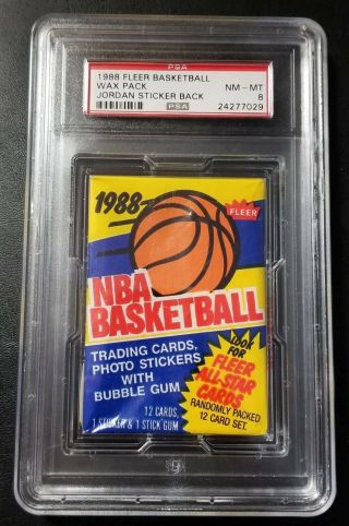 1988 Fleer Basketball Wax Pack Psa 8 Nm - Mt - Jordan Sticker Back - Pull A 10k Mj