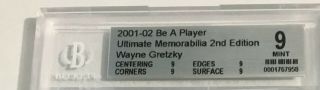 2001 - 02 BAP Ultimate Memorabilia All - Star History 32 Wayne Gretzky 25/40 BGS 9 3