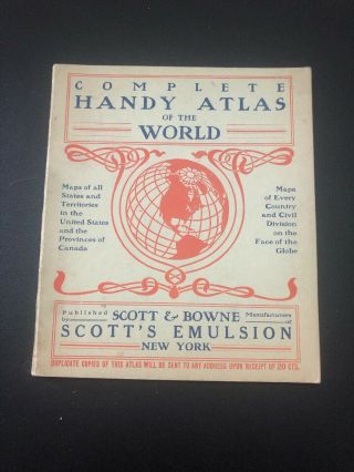 Complete Handy Atlas Of The World Copyright 1908 By Rand Mcnally Scott & Bowne