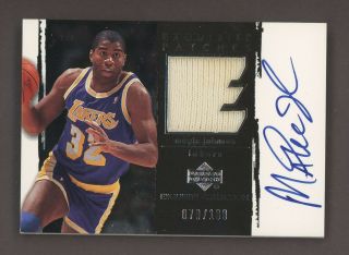 2003 - 04 Ud Exquisite Magic Johnson Lakers Game Patch Auto /100