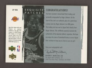 2003 - 04 UD Exquisite Magic Johnson Lakers Game Patch AUTO /100 2