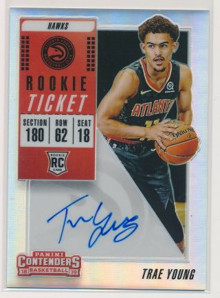 Trae Young 2018 - 19 Contenders Premium Silver Holo Prizm Rookie Ticket Auto Rc P5