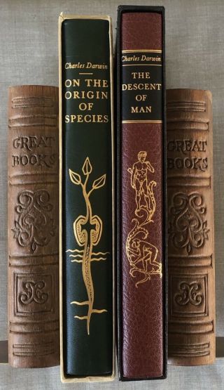 Origin Of Species; Descent Of Man; Charles Darwin; Heritage Press; W/slipcases