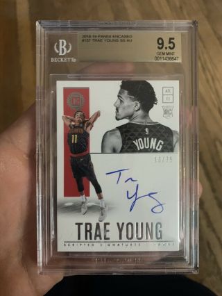 2018 - 19 Panini Encased Trae Young Auto Autograph Rc Rookie /75 - Bgs 9.  5 W/ 10