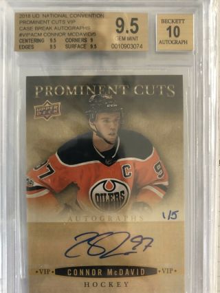 2018 Ud Ncc Prominent Cuts Connor Mcdavid On Card Auto /5 Bgs 9.  5/10 Oilers Mvp
