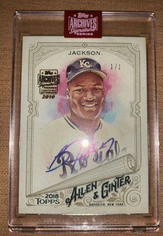 2019 Topps Archives Signature Series Retired Bo Jackson Oncard Auto 1/1 Royals