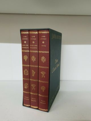 Three Classic Novels Jane Austen 3 Volume Set Folio Society (q)