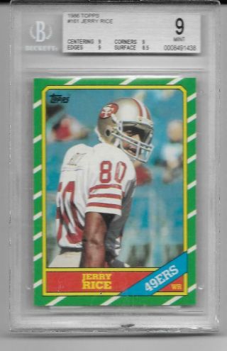 1986 Topps Jerry Rice Rc Rookie Card 161 - Bgs 9