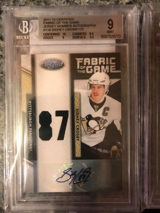 sidney crosby ultra rookie bgs 9.  5 and 11 - 12 certified auto 14/25 2
