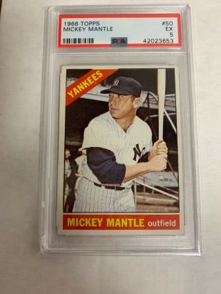 York Yankees Mickey Mantle 1966 Topps 50 Psa 5