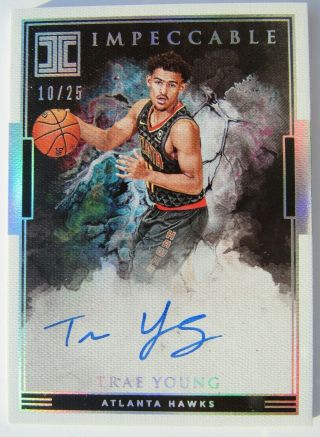 2018 Impeccable 10/25 Holo Trae Young Auto/autograph Rc/rookie Card