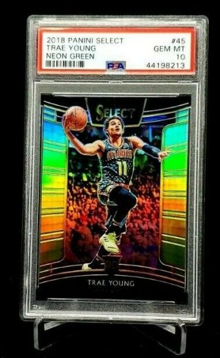 2018 - 19 Panini Select Trae Young Neon Green Prizm Rookie Rc 