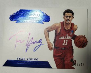 2018 - 19 Flawless Collegiate ATL Hawks Oklahoma Trae Young ROOKIE AUTO RC 15/15 3