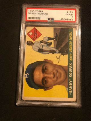 Psa 2 1955 Topps 123 Sandy Koufax Rookie Brooklyn Dodgers Bv $1,  500