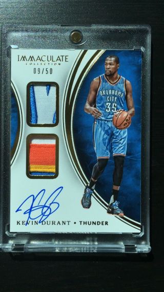Kevin Durant 2015 - 16 Immaculate Dual Patch Auto Game Nameplate /50 Warriors