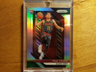 Trae Young 2018 - 19 Prizm Silver Refractor Rookie Rc In Mag Case 78 Hawks Star